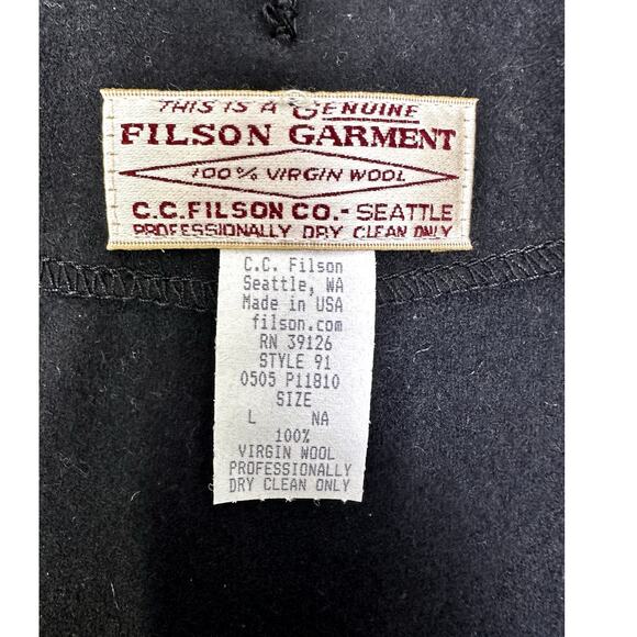 C.C. FILSON Men's L Black 100% Virgin Wool Full Zip Vintage Vest Hunting-Perfect - Picture 2 of 10